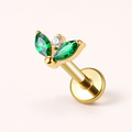 Emerald ASTM F136 Titanium Flat Back - Gold, Internally Threaded, 16G, 1.2 x 8+4 mm — primary product image (P-FB-0159-G01)