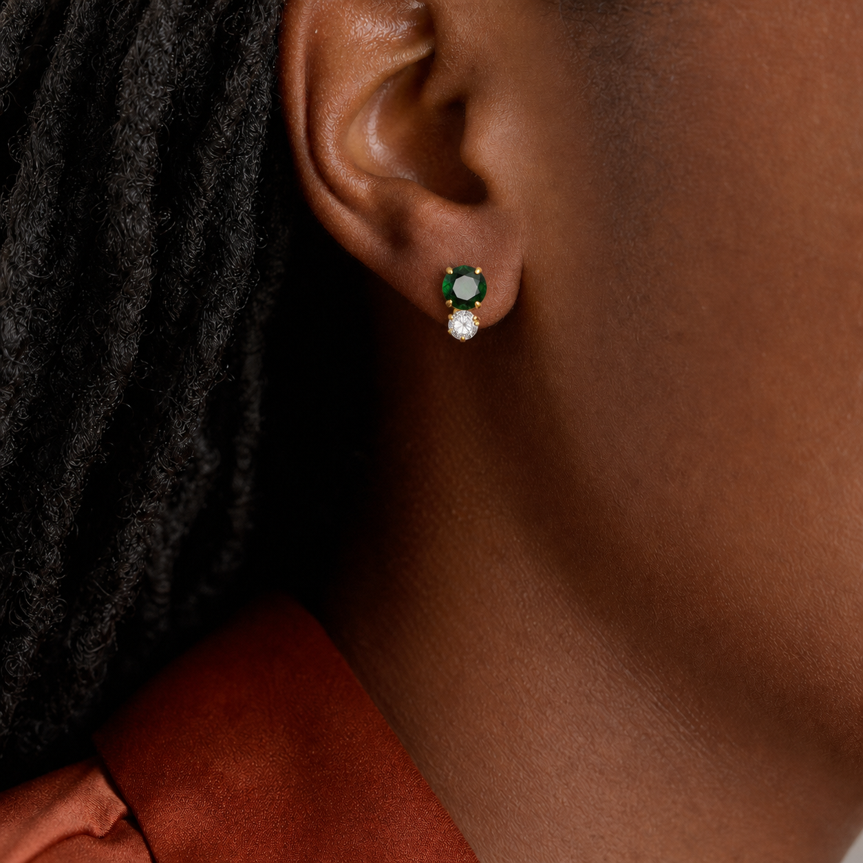 ASTM F136 Titanium Flat Back - Gold, Internally Threaded, 16G, 1.2 x 8+4 mm — wearing view two (P-FB-0160-G01)