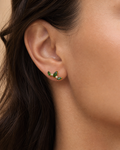 Emerald ASTM F136 Titanium Flat Back - Gold, Internally Threaded, 16G, 1.2 x 8+4 mm — wearing view four (P-FB-0163-G01)