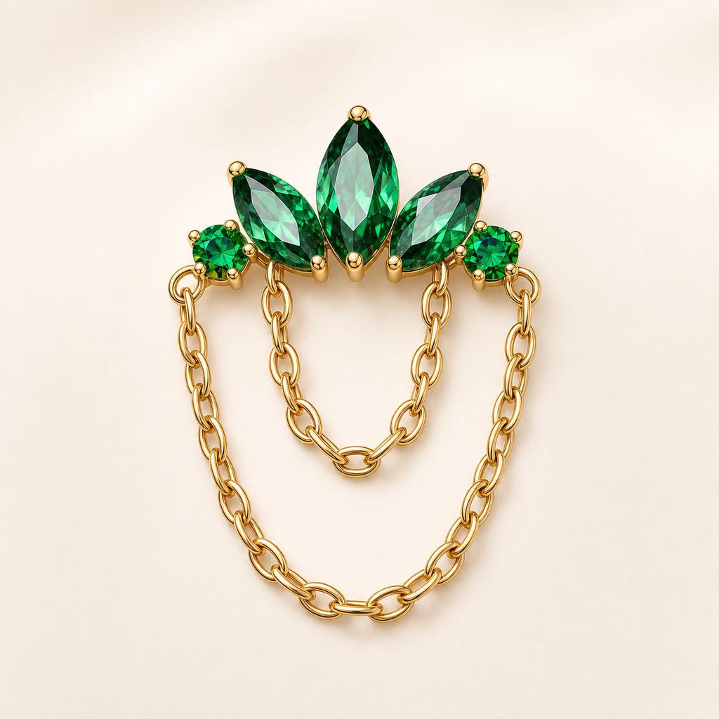 Emerald ASTM F136 Titanium Flat Back - Gold, Internally Threaded, 16G, 1.2 x 8+4 mm — primary product image (P-FB-0166-G01)