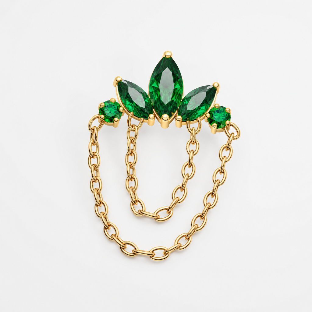 Emerald ASTM F136 Titanium Flat Back - Gold, Internally Threaded, 16G, 1.2 x 8+4 mm — product detail views (P-FB-0166-G01)