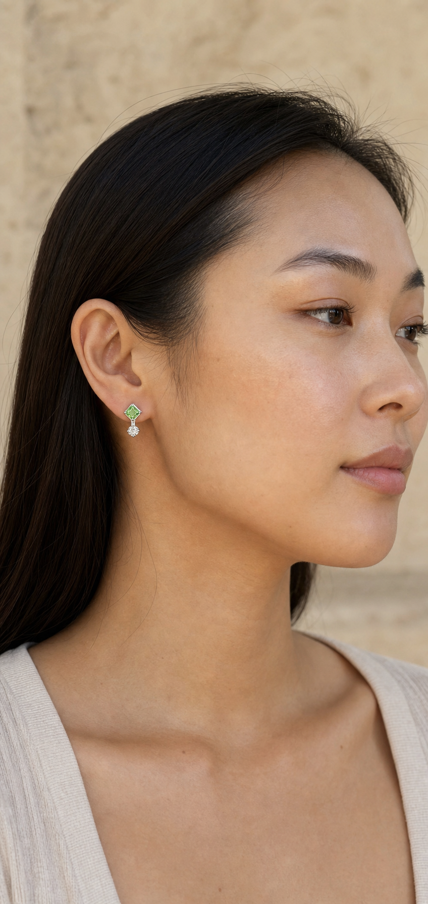 Clear CZ ASTM F136 Titanium Flat Back - Silver, Internally Threaded, 16G, 1.2 x 6+4 mm — wearing view six (P-FB-0169-S01)