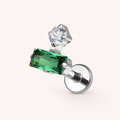 Clear CZ ASTM F136 Titanium Flat Back - Silver, Internally Threaded, 16G, 1.2 x 6+4 mm — primary product image (P-FB-0172-S01)
