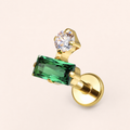 Clear CZ ASTM F136 Titanium Flat Back - Gold, Internally Threaded, 16G, 1.2 x 6+4 mm — primary product image (P-FB-0173-G01)