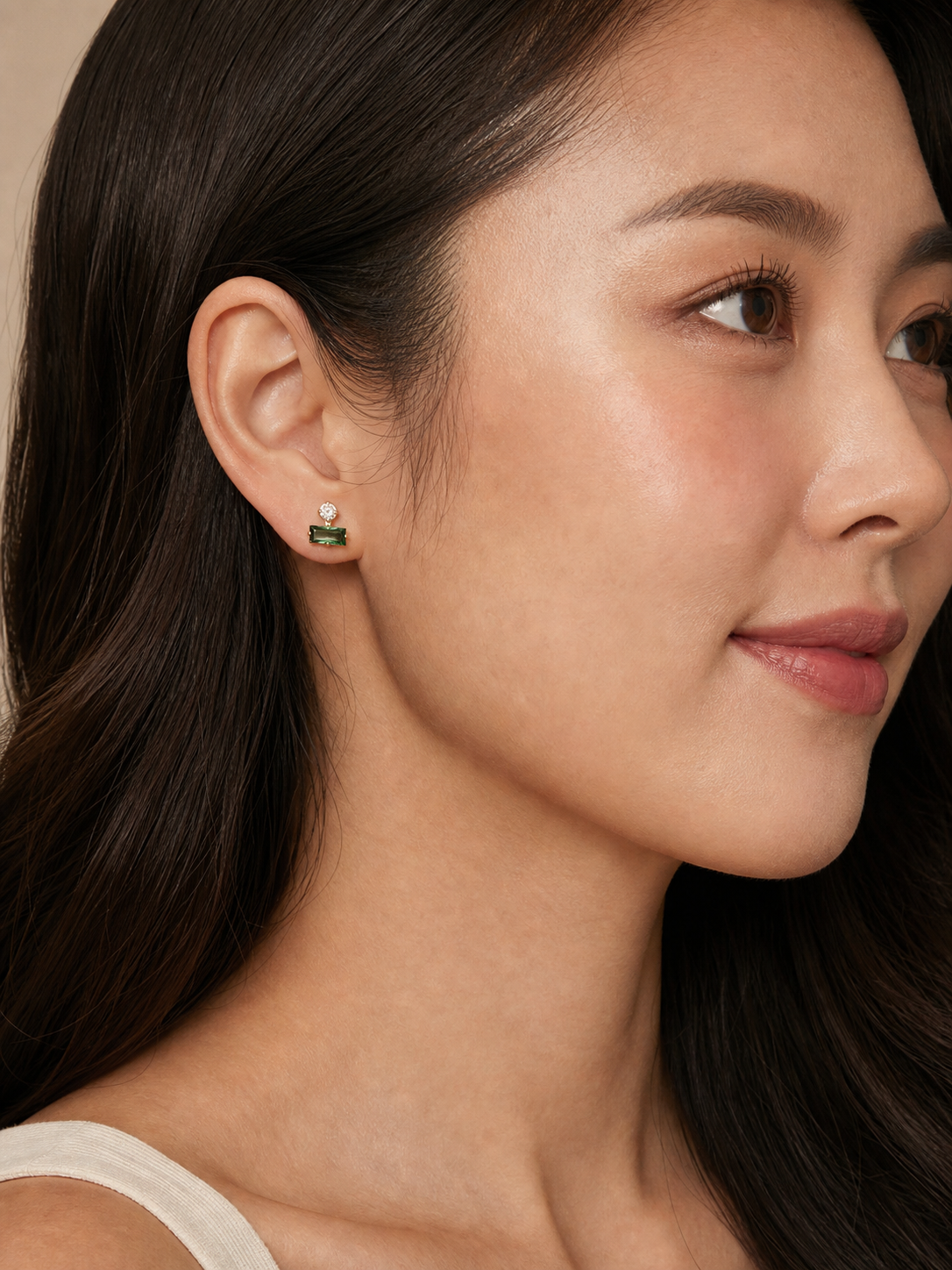 Clear CZ ASTM F136 Titanium Flat Back - Gold, Internally Threaded, 16G, 1.2 x 6+4 mm — wearing view three (P-FB-0173-G01)