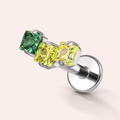 Green CZ ASTM F136 Titanium Flat Back - Silver, Internally Threaded, 16G, 1.2 x 6+4 mm — primary product image (P-FB-0175-S01)