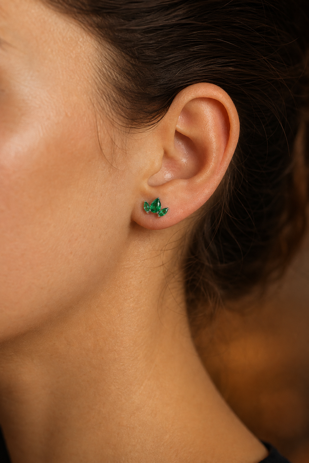 Green ASTM F136 Titanium Flat Back - Silver, Threadless, 16G, 1.2 x 6 mm — wearing view four (P-FB-0177-S01)