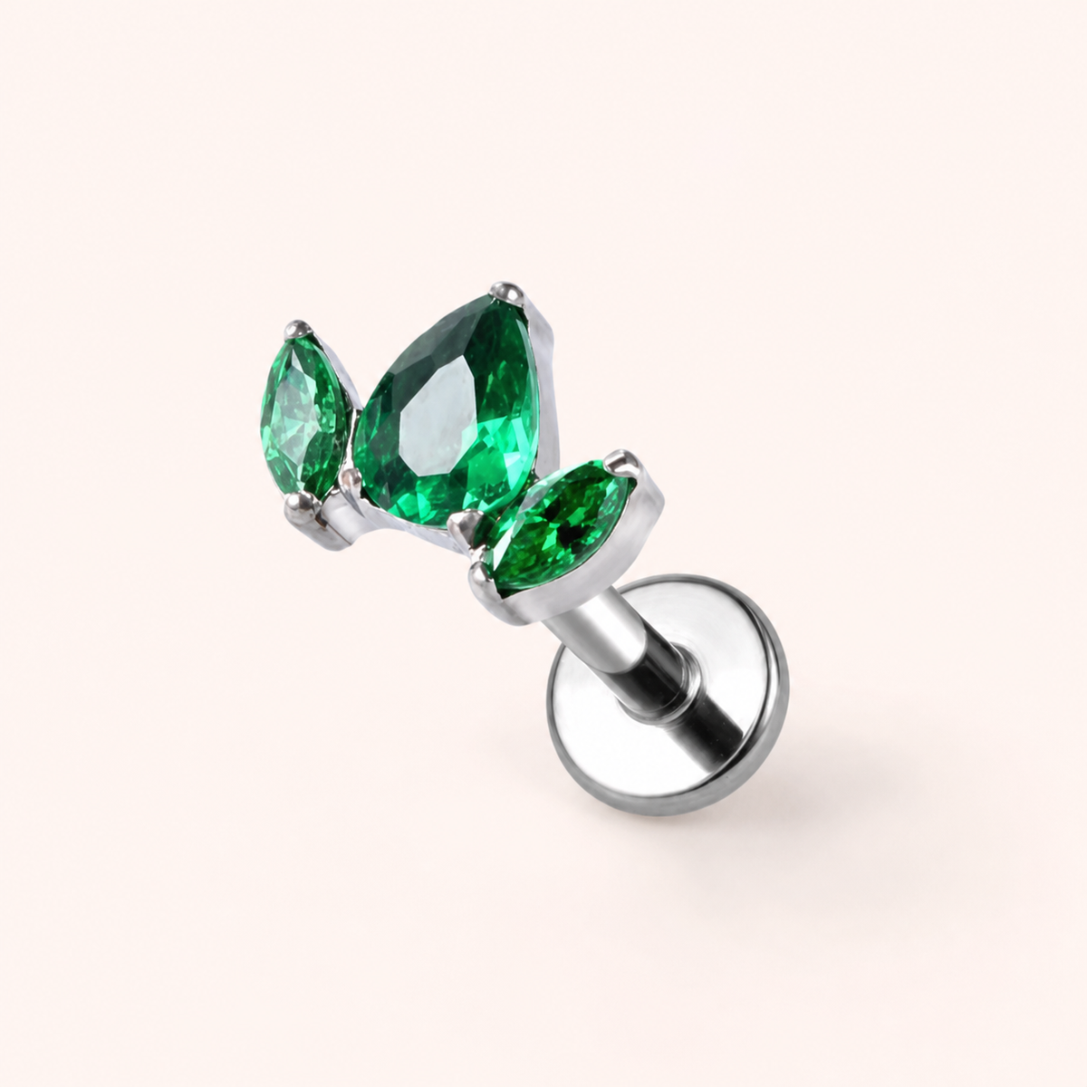Green ASTM F136 Titanium Flat Back - Silver, Threadless, 16G, 1.2 x 6 mm — primary product image (P-FB-0177-S01)