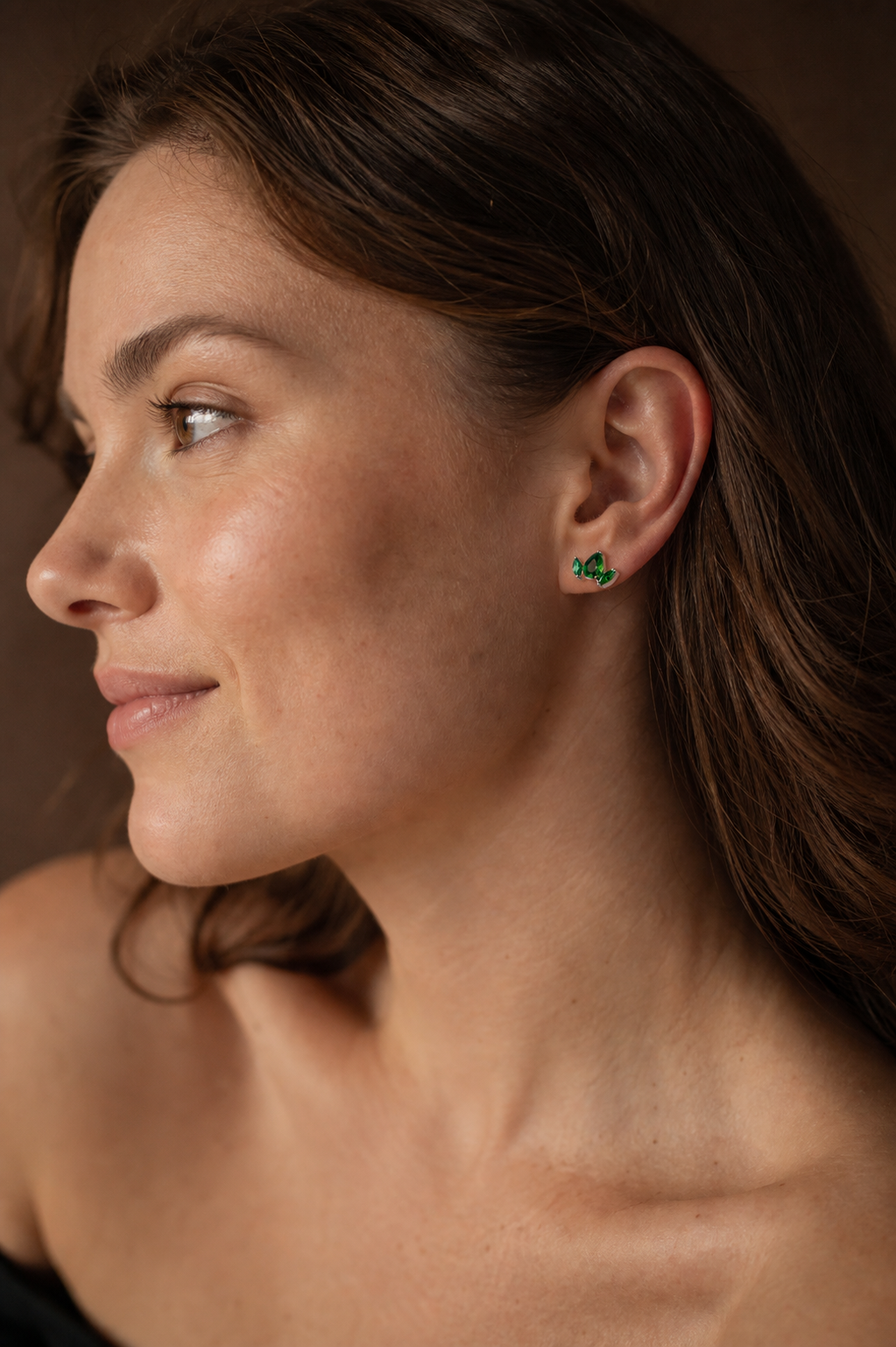 Green ASTM F136 Titanium Flat Back - Silver, Threadless, 16G, 1.2 x 6 mm — wearing view one (P-FB-0177-S01)