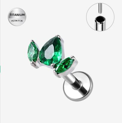 Green ASTM F136 Titanium Flat Back - Silver, Threadless, 16G, 1.2 x 6 mm — product detail views (P-FB-0177-S01)