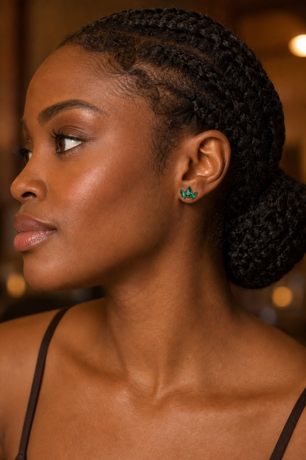 Green ASTM F136 Titanium Flat Back - Silver, Threadless, 16G, 1.2 x 6 mm — wearing view six (P-FB-0177-S01)