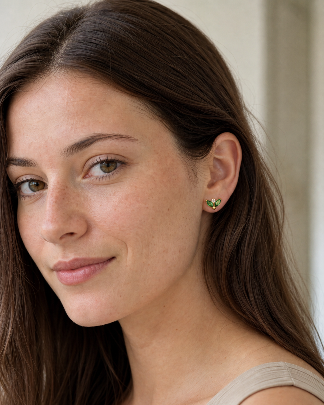 EMCZ ASTM F136 Titanium Flat Back - Gold, Threadless, 16G, 1.2 x 8+4 mm — wearing view one (P-FB-0179-G01)