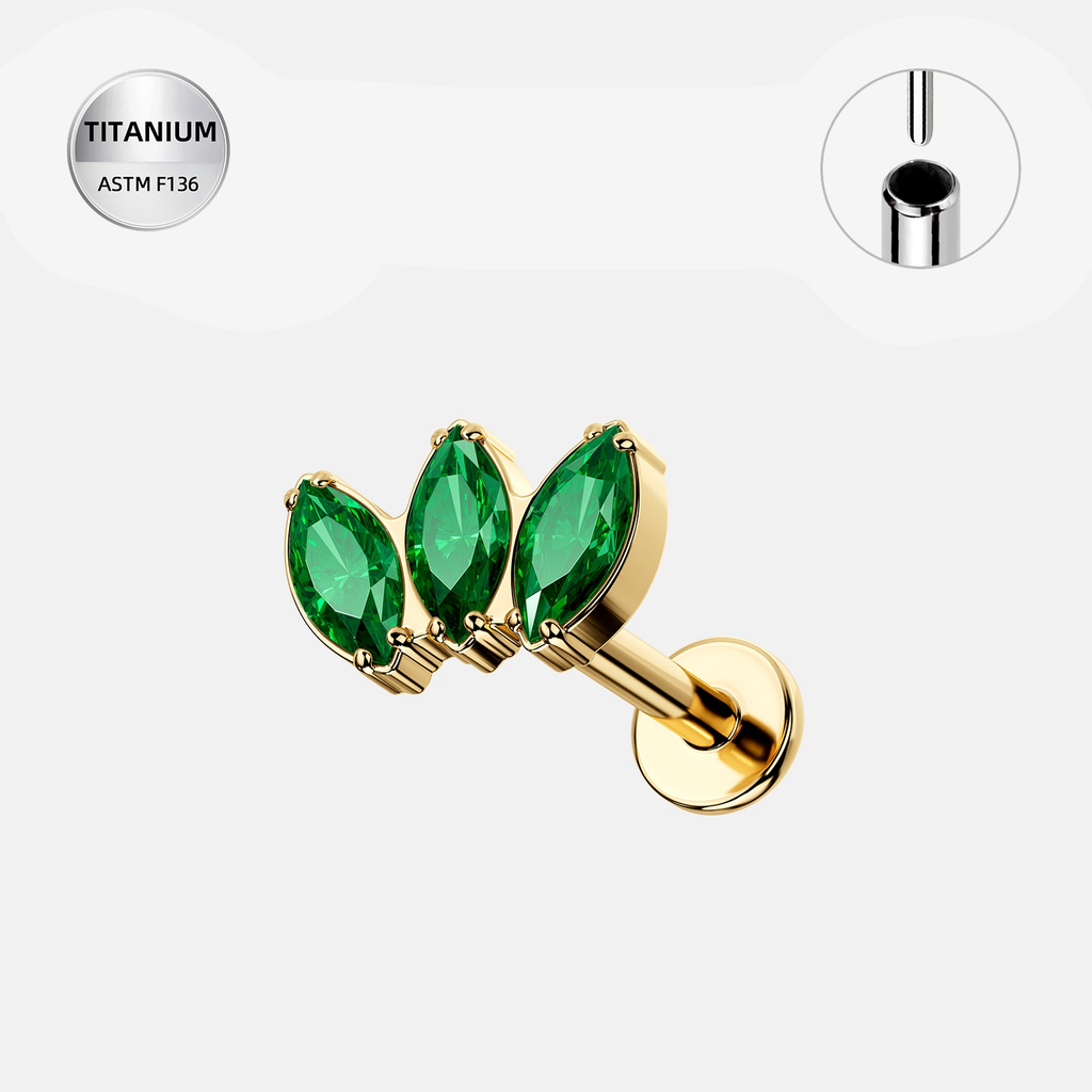 EMCZ ASTM F136 Titanium Flat Back - Gold, Threadless, 16G, 1.2 x 8+4 mm — product detail views (P-FB-0180-G01)