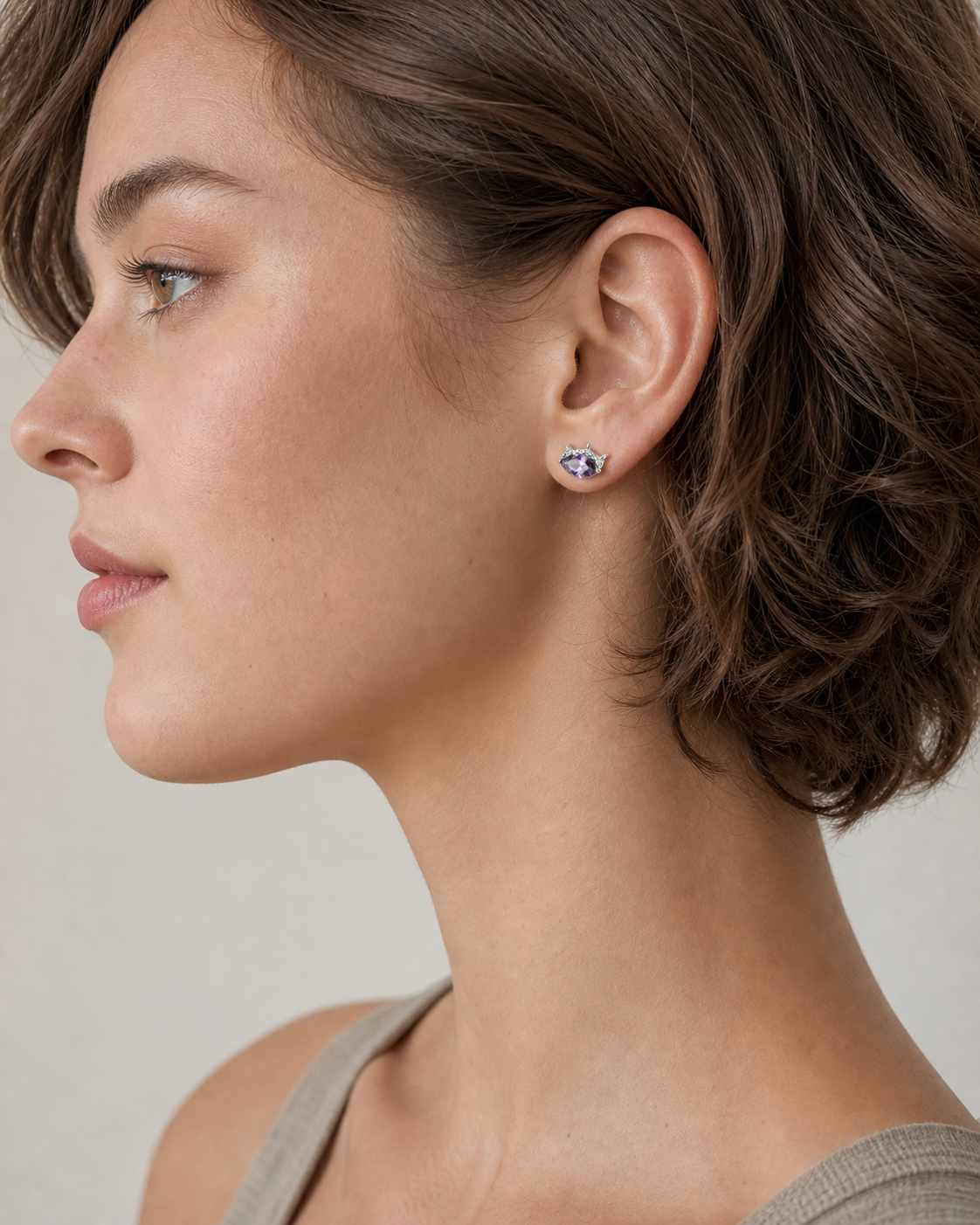 Purple ASTM F136 Titanium Flat Back - Silver, Threadless, 16G, 1.2 x 6 mm — wearing view four (P-FB-0184-S01)