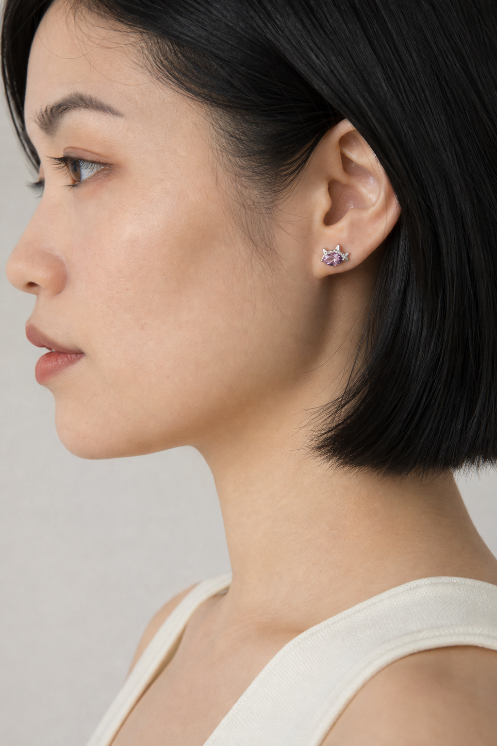 Purple ASTM F136 Titanium Flat Back - Silver, Threadless, 16G, 1.2 x 6 mm — wearing view six (P-FB-0184-S01)