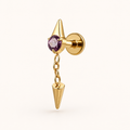 Purple ASTM F136 Titanium Flat Back - Gold, Threadless, 16G, 1.2 x 8+3+4 mm — primary product image (P-FB-0186-G01)