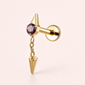 Purple ASTM F136 Titanium Flat Back - Gold, Threadless, 16G, 1.2 x 8+3+4 mm — primary product image (P-FB-0186-G01)
