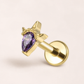 Purple CZ ASTM F136 Titanium Flat Back - Gold, Threadless, 16G, 1.2 x 6+7+4 mm — primary product image (P-FB-0187-G01)
