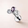 Purple ASTM F136 Titanium Flat Back - Silver, Internally Threaded, 16G, 1.2 x 6 mm — primary product image (P-FB-0188-S01)