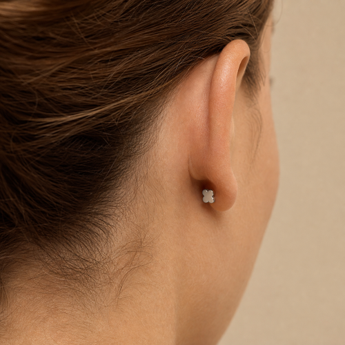 ASTM F136 Titanium Piercing Part - Silver, Threadless, 16G, 1.2 x 6+4 mm — wearing view two (P-PT-0007-S01)