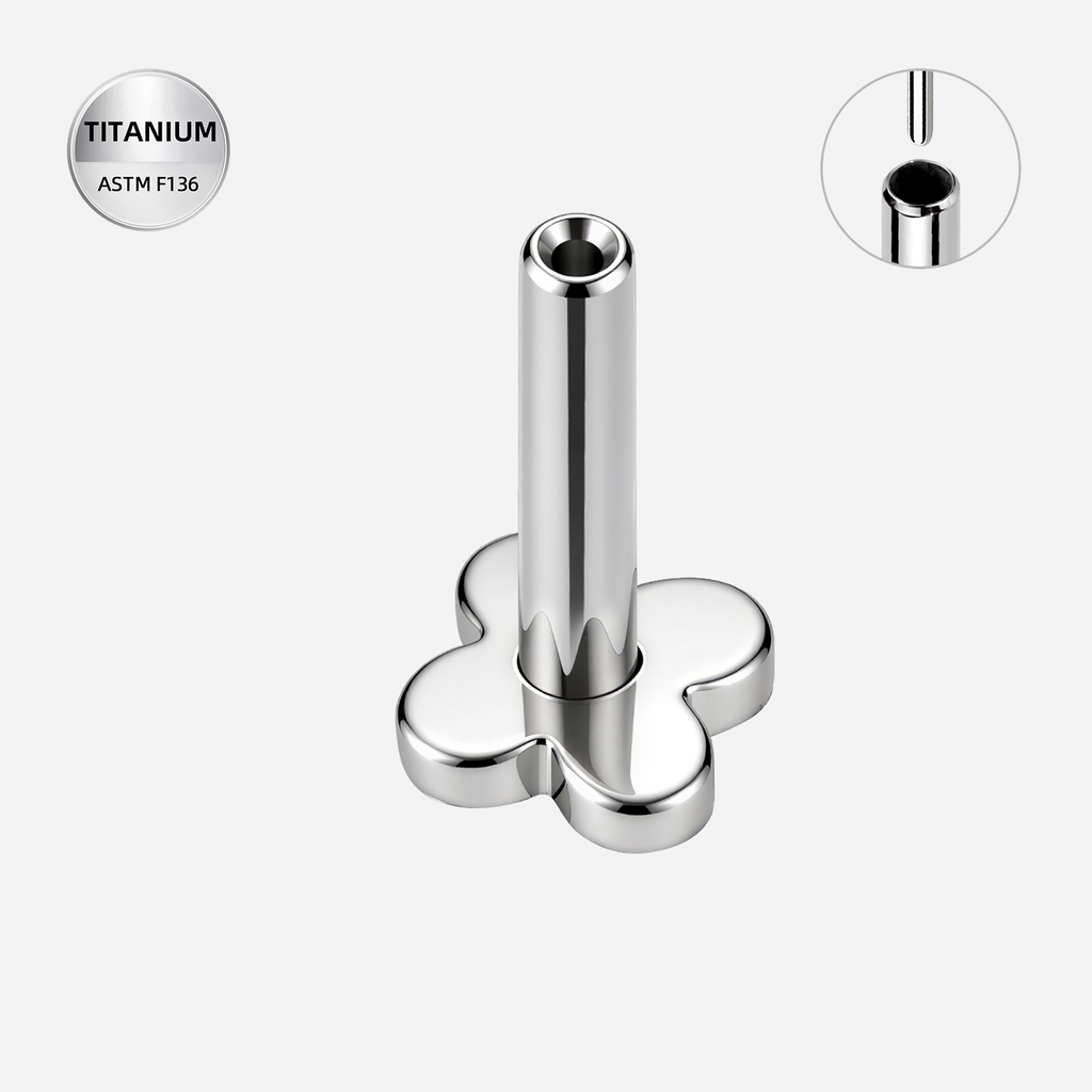 ASTM F136 Titanium Piercing Part - Silver, Threadless, 16G, 1.2 x 6+4 mm — product detail views (P-PT-0007-S01)