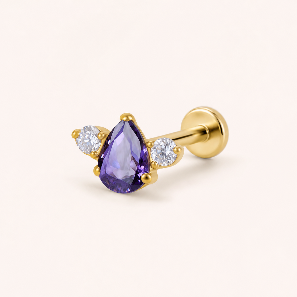 Purple ASTM F136 Titanium Piercing Part - Gold, Threadless — primary product image (P-PT-0010-G01)
