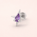 Purple CZ ASTM F136 Titanium Piercing Part - Silver, Internally Threaded, M0.9 mm — primary product image (P-PT-0012-S01)