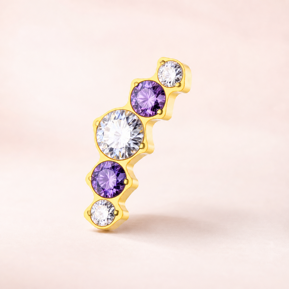 Clear and Purple ASTM F136 Titanium Piercing Part - Gold, Internally Threaded, 0.9 mm — primary product image (P-PT-0013-G01)