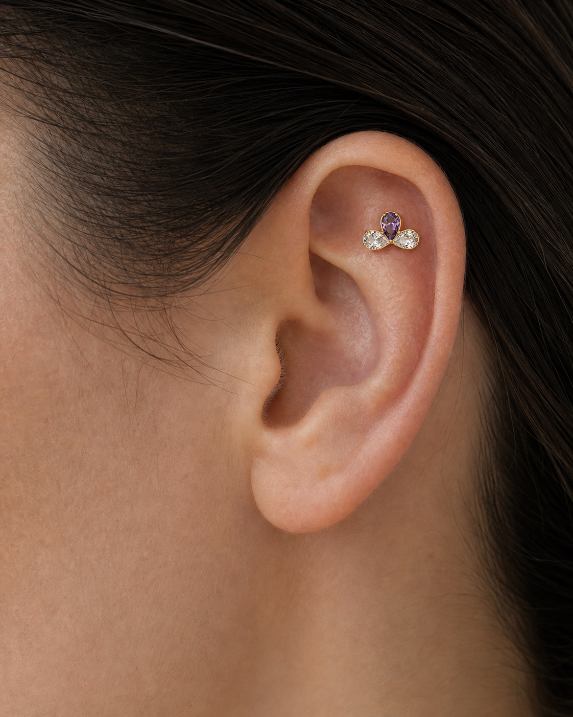 Clear and Purple ASTM F136 Titanium Piercing Part - Gold, Internally Threaded, 0.9 mm — primary product image (P-PT-0014-G01)