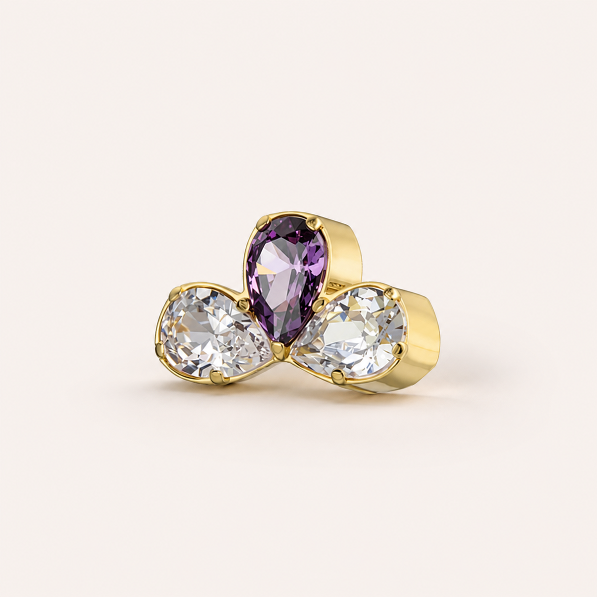 Clear and Purple ASTM F136 Titanium Piercing Part - Gold, Internally Threaded, 0.9 mm — primary product image (P-PT-0014-G01)
