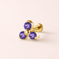 Purple CZ ASTM F136 Titanium Piercing Part - Gold, Internally Threaded, 0.9+5 mm — primary product image (P-PT-0015-G01)