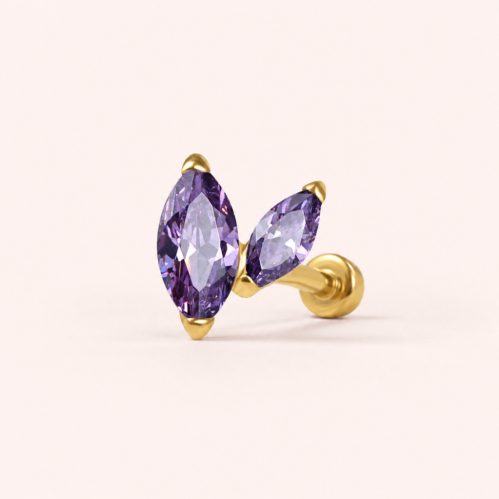 Amethyst ASTM F136 Titanium Piercing Part - Gold, Internally Threaded, M0.9 mm — primary product image (P-PT-0016-G01)