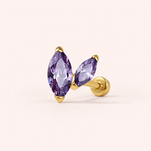 Amethyst ASTM F136 Titanium Piercing Part - Gold, Internally Threaded, M0.9 mm — primary product image (P-PT-0016-G01)
