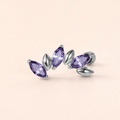 Purple CZ ASTM F136 Titanium Piercing Part - Silver, Internally Threaded, M0.9 mm — primary product image (P-PT-0017-S01)