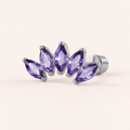 Purple CZ ASTM F136 Titanium Piercing Part - Silver, Internally Threaded, M0.9 mm — primary product image (P-PT-0018-S01)