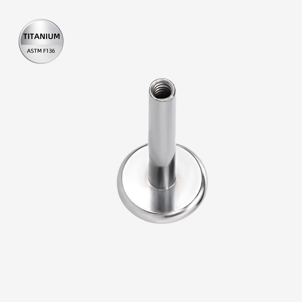 ASTM F136 Titanium Piercing Part - Silver, Internally Threaded, 16G, 1.2 x 7+4 mm — product detail views (P-PT-0020-S01)