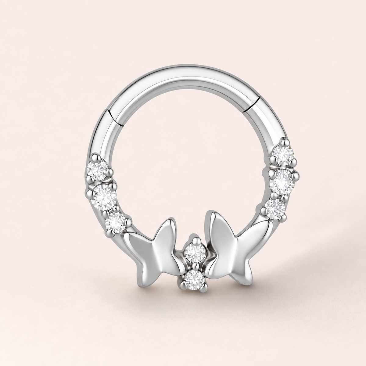 Clear CZ ASTM F136 Titanium Segment Ring - Silver, 16G, 1.2 x 8 mm — primary product image (P-SR-0041-S01)