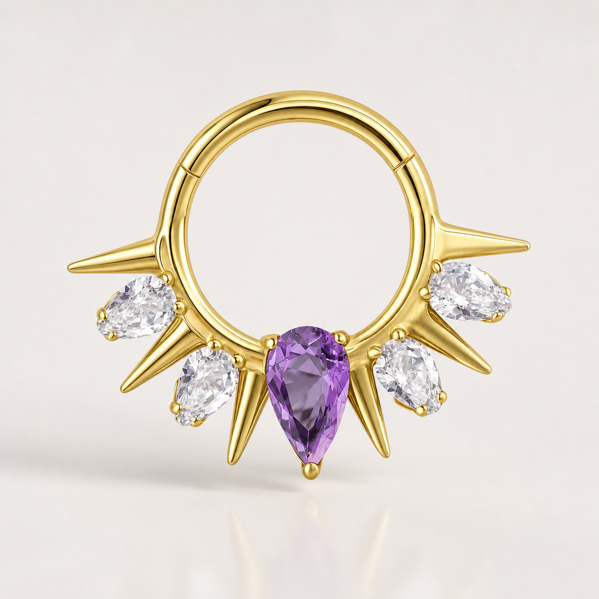 Purple CZ ASTM F136 Titanium Segment Ring - Gold, 16G, 1.2 x 8 mm — primary product image (P-SR-0042-G01)