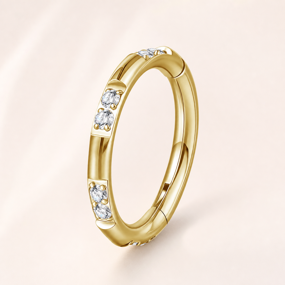 Clear CZ ASTM F136 Titanium Segment Ring - Gold, 16G, 1.2 x 8 mm — primary product image (P-SR-0044-G01)