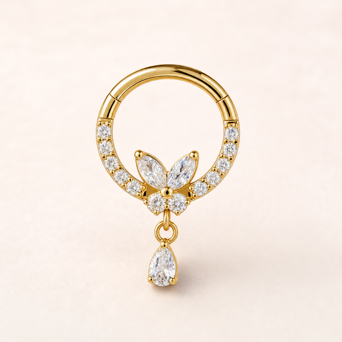 Clear CZ ASTM F136 Titanium Segment Ring - Gold, 16G, 1.2 x 8 mm — primary product image (P-SR-0046-G01)