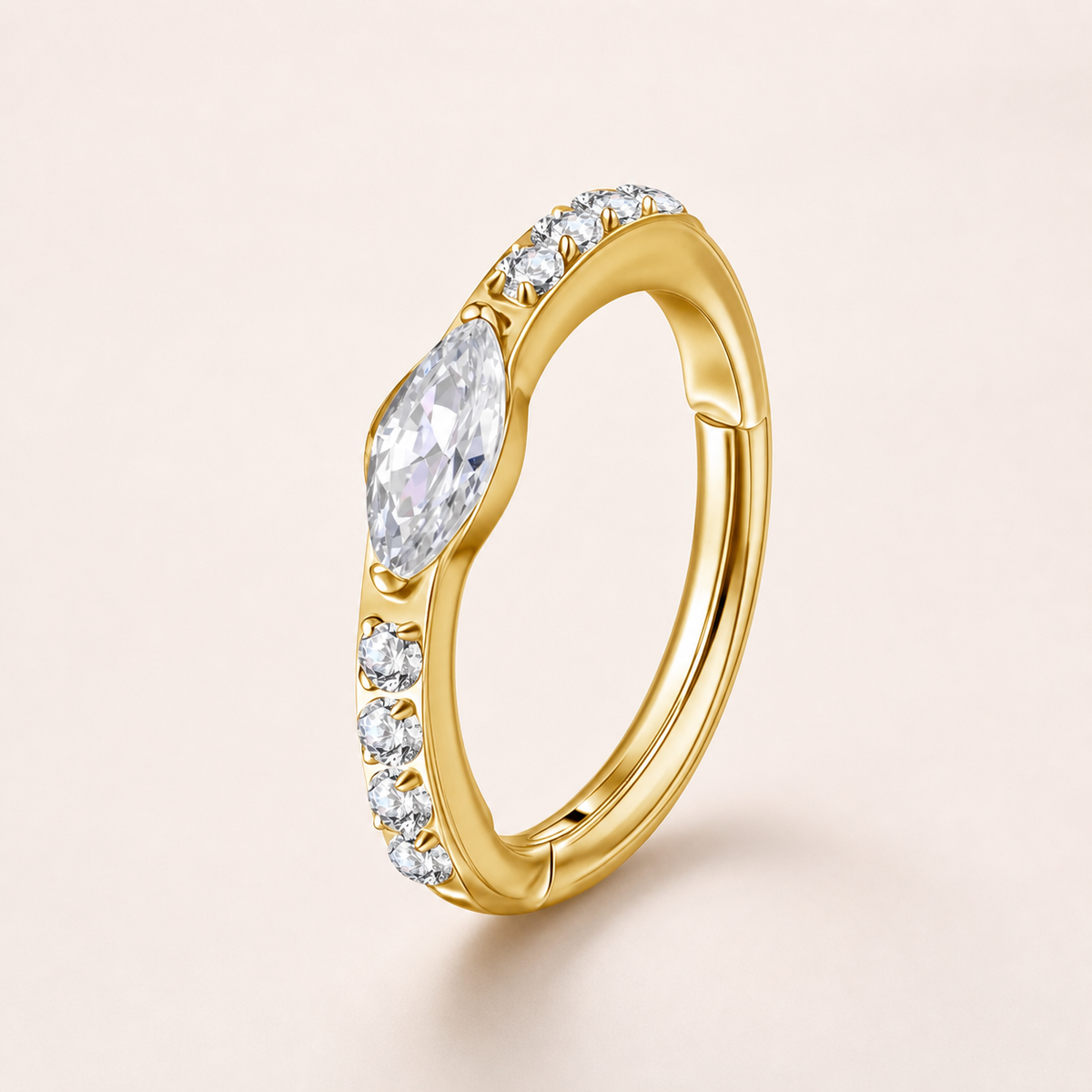 Clear CZ ASTM F136 Titanium Segment Ring - Gold, 16G, 1.2 x 8 mm — primary product image (P-SR-0050-G01)
