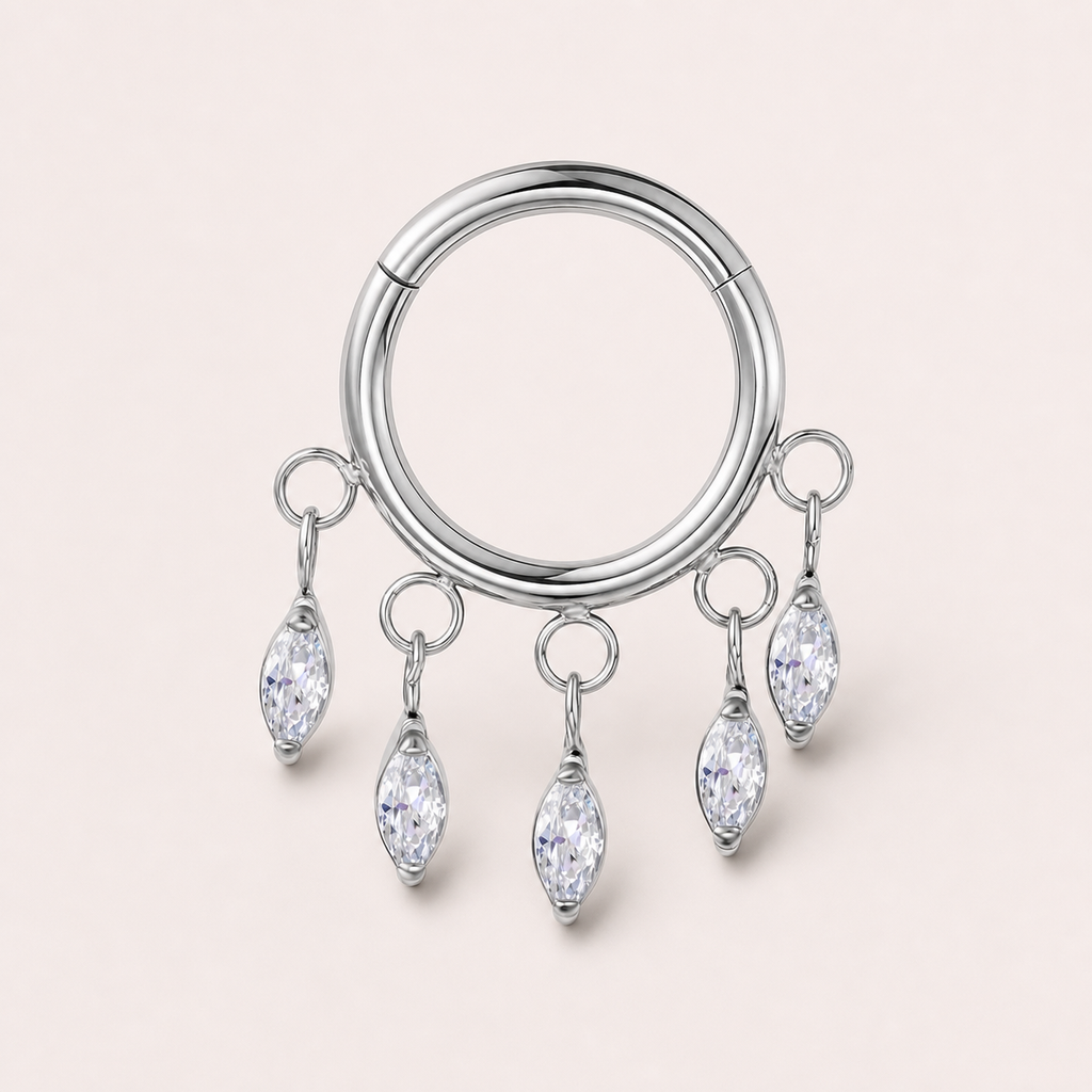 Clear CZ ASTM F136 Titanium Segment Ring - Silver, 16G, 1.2 x 8 mm — primary product image (P-SR-0053-S01)