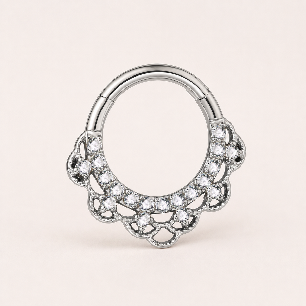 Clear CZ ASTM F136 Titanium Segment Ring - Silver, 16G, 1.2 x 8 mm — primary product image (P-SR-0055-S01)
