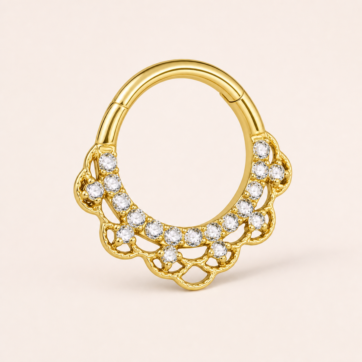 Clear CZ ASTM F136 Titanium Segment Ring - Gold, 16G, 1.2 x 8 mm — primary product image (P-SR-0056-G01)