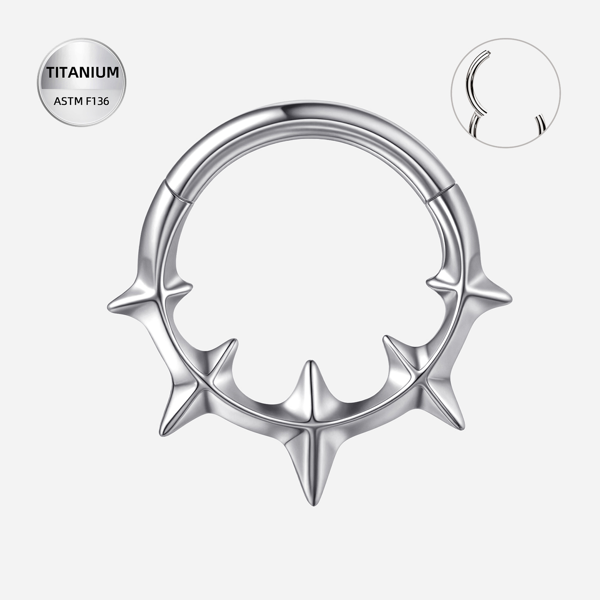 ASTM F136 Titanium Segment Ring - Silver, 16G, 1.2 x 8 mm — product detail views (P-SR-0057-S01)