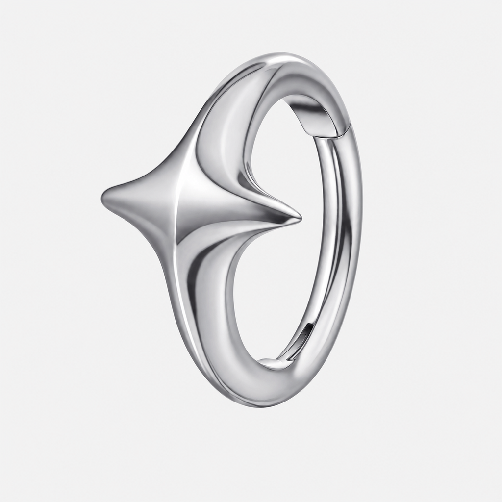 ASTM F136 Titanium Segment Ring - Silver, 16G, 1.2 x 8 mm — product detail views (P-SR-0059-S01)