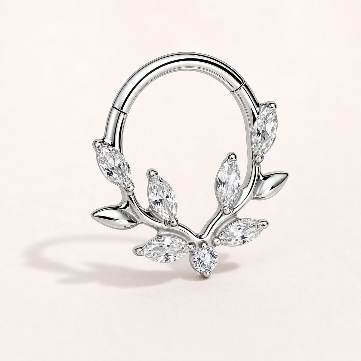 Clear CZ ASTM F136 Titanium Segment Ring - Silver, 16G, 1.2 x 10 mm — primary product image (P-SR-0060-S01)