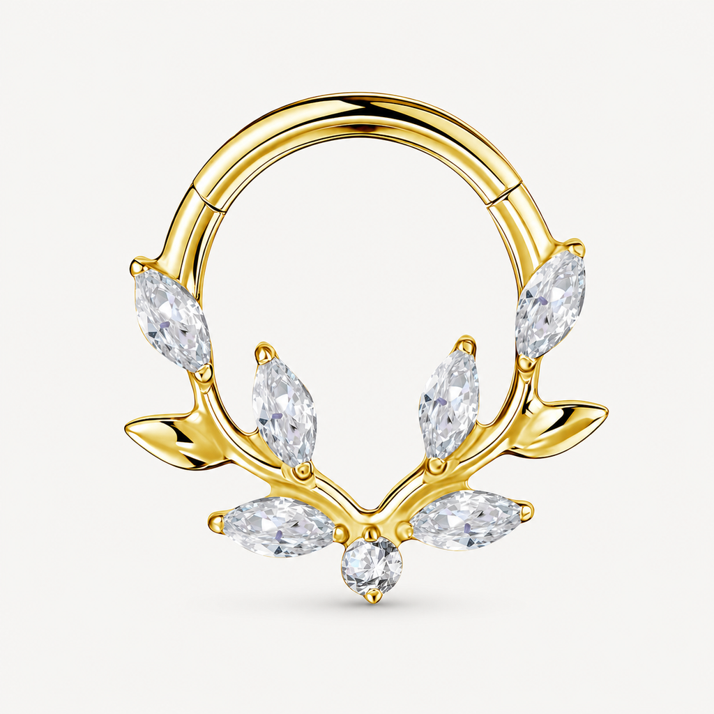 Clear CZ ASTM F136 Titanium Segment Ring - Gold, 16G, 1.2 x 8 mm — primary product image (P-SR-0061-G01)