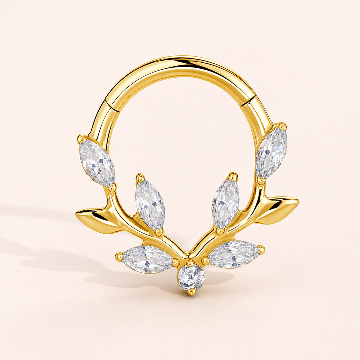 Clear CZ ASTM F136 Titanium Segment Ring - Gold, 16G, 1.2 x 8 mm — primary product image (P-SR-0061-G01)
