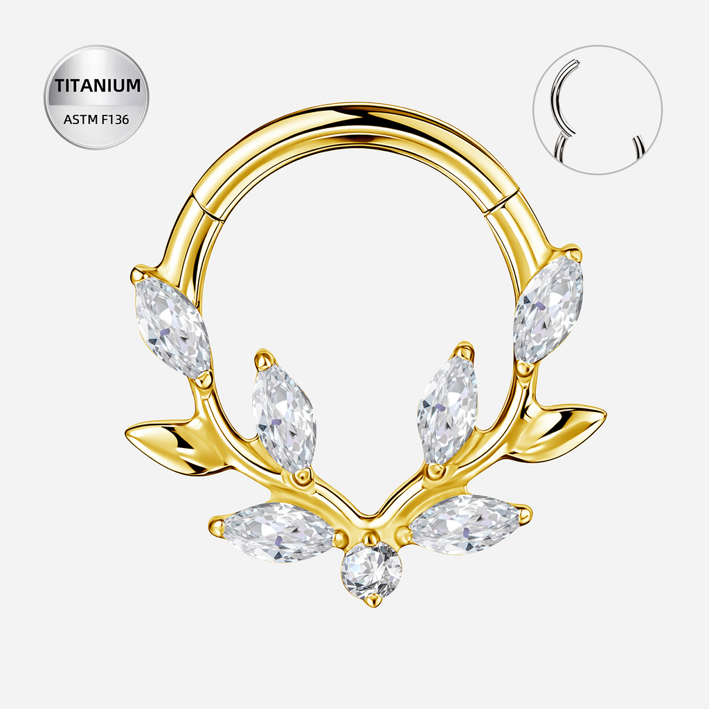 Clear CZ ASTM F136 Titanium Segment Ring - Gold, 16G, 1.2 x 8 mm — product detail views (P-SR-0061-G01)